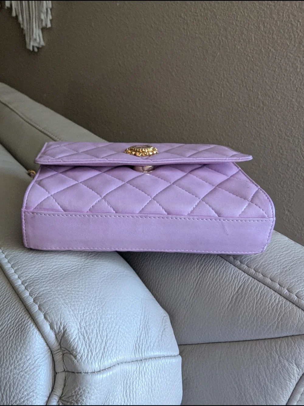 St. John Quilted Lilac Chain Crossbody Bag